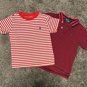 Striped Red Kids Polo and T-Shirt Set